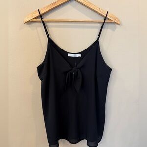 Lush Clatie Cami Cropped Blouse Tie Front Black Adjustable Straps Size Large NWT